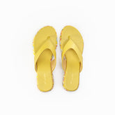 WOMENS YELLOW PRINTED SLIP ONS